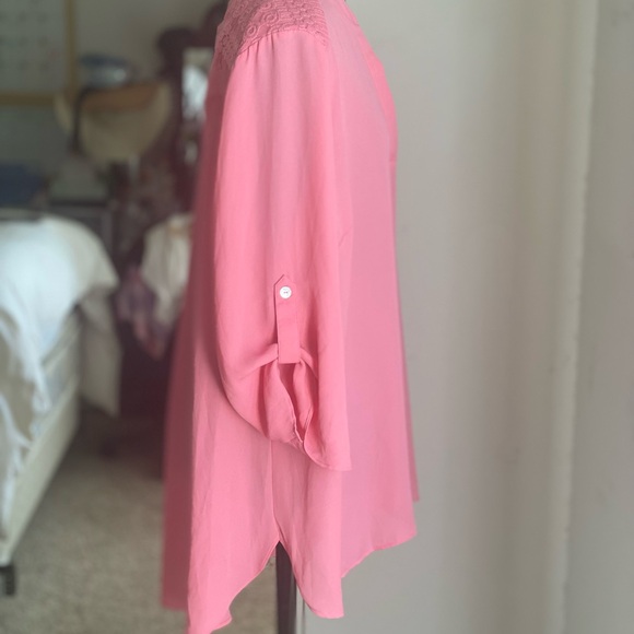 OVERSIZED PINK CHIFFON BLOUSE BY ZAC AND RACHEL 2X - Picture 3 of 5